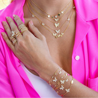 Choker papillon multi-couches Choker papillon cubain Choker papillon plaqué or 18k collier papillon
