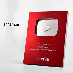 Funbox Promozionali con Pulsante <span class=keywords><strong>YouTube</strong></span>, Scudi in Alluminio per <span class=keywords><strong>YouTube</strong></span>, Trofei e Targhe <span class=keywords><strong>YouTube</strong></span> all'Ingrosso - Product Image 3
