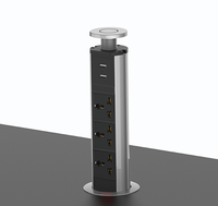 Multiprise encastrée UNI, prise encastrée dissimulée, prise escamotable avec USB pour cuisine et bureau, ouverture de 80 mm