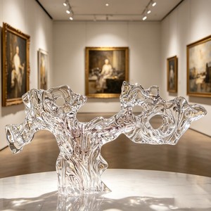CP025 Escultura Abstracta Moderna <span class=keywords><strong>de</strong></span> Resina Epoxi Resistente a los Arañazos, Adorno Transparente <span class=keywords><strong>de</strong></span> Doble Bucle Retorcido para Vestíbulo <span class=keywords><strong>de</strong></span> Espacios Públicos - Product Image 5