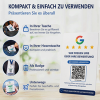 Cartes de commentaires Google NFC en PVC allemand CR80 avec code QR pour les commentaires Google et les retours clients des entreprises
