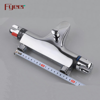 Fyeer Robinet thermostatique mural de haute qualité pour bain-douche Inverseur de contrôle de température en laiton chromé pour hôtels villas
