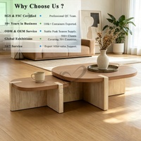 Table basse ronde minimaliste OKAY en MDF naturel, design durable pour appartement, style nordique créatif