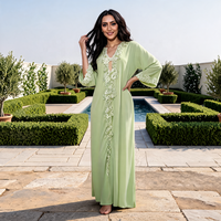 Nouvelle Collection Printemps 2026 : Robe Abaya Kaftan Élégante Turque à Volants, Manches Longues, Cardigan Maxi en Polyester à Séchage Rapide pour Femme