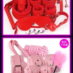 สินค้าสำหรับผู้ใหญ่ ชุดหนังสีดำแบบกำมะหยี่สำหรับพันธนาการ ชุดอุปกรณ์ SM 10 ชิ้น ขายตรงจากโรงงาน - Product Image 3