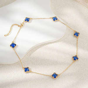 <span class=keywords><strong>Collar</strong></span> de Joyería Elegante Personalizado para Mujer, Chapado en Oro, <span class=keywords><strong>Collar</strong></span> de Acero Inoxidable con Trébol para Mujeres y Niñas - Product Image 1