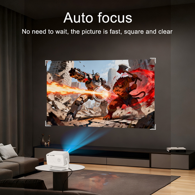 ODM Factory 4K 1GB8GB Android 14 P21 Smart Projector Full HD1080P 400ANSI Lumens BT5.4 WiFi6 Auto Focus Short Throw Home Theater