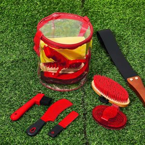 <span class=keywords><strong>Horse</strong></span> Groom ing Kit Set Ausrüstung mit Zylinder beutel Reinigungs bürste Pflege set für die Pferde reinigung - Product Image 4