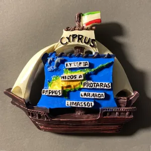 塞浦路斯旅游纪念创意帆船地图树脂彩色装饰工艺品冰箱贴