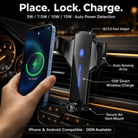 Chargeur de voiture sans fil magnétique 15W QC3.0 Type-C à charge rapide, support de téléphone électrique pour voiture, directement de l'usine