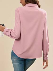 Camicetta Sexy da donna a manica lunga <span class=keywords><strong>con</strong></span> decorazione <span class=keywords><strong>con</strong></span> <span class=keywords><strong>paillettes</strong></span> sulla parte anteriore camicette da donna a tinta unita <span class=keywords><strong>con</strong></span> bottone anteriore - Product Image 5