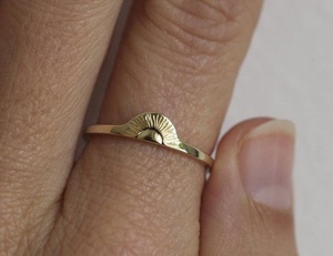 Fashionable Jewelry Thin Gold Plated Stainless Steel <strong>Moon</strong> <strong>Ring</strong> - Product Image 2