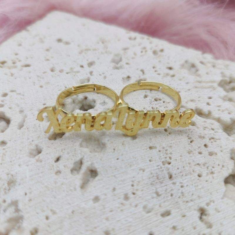Personalization Custom Name Double Two Fingers Ring Jewelry Gift ...
