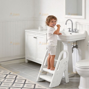 Tabouret d'aide pour enfant réglable à 3 marches, pliable, pour cuisine, salle de bain et toilettes (entraînement à la propreté) - Product Image 6