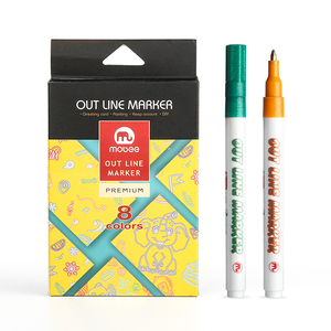 Pennarello personalizzato a 8 colori fuori <span class=keywords><strong>linea</strong></span> disegno scrittura <span class=keywords><strong>doppia</strong></span> <span class=keywords><strong>linea</strong></span> pennarello metallico scrittura pennarello contorno pittura - Product Image 1