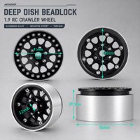 Jantes Beadlock en alliage d'aluminium 1.9 à déport négatif profond de 10 mm pour voiture RC Crawler 1/10