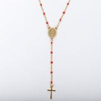 Chapelet Catholique en Acier Inoxydable Plaqué Or 18K, Bijou Religieux Chrétien, Collier Croix Totem, Cadeau d'Église