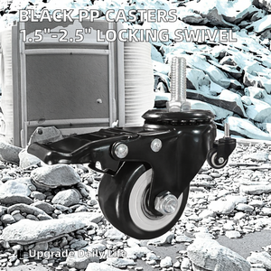 Rodízios Industriais de Polipropileno com Haste/Placa, 1.5-2.5 Polegadas, Pretos, com Trava, para Móveis, Camas e Mesas, Pequenos, Giratórios, com Rosca - Product Image 2