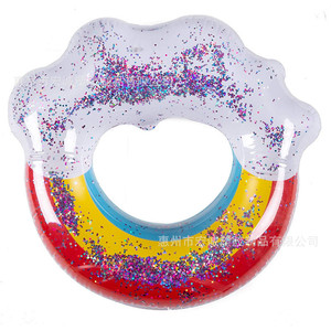 <b>Inflatable</b> Rainbow Cloud Sequined Swimming Ring 120Cm Thickened PVC Adult Water Float Novelty Design - Product Image 5