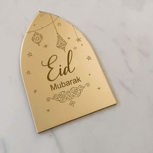 Eid Mubarak Home Decor <b>Ornament</b> Gifts for Kids <b>Family</b> Gold Mirror Acrylic Engraved Table Signs - Product Image 3