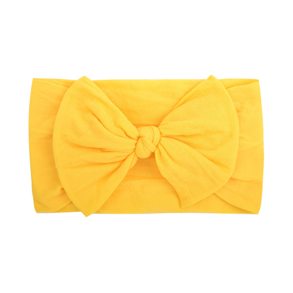 Wholesale Turban Nylon Wide Headband Hair Accessories Elastic Candy Solid Color Bow Headband for Baby Girls