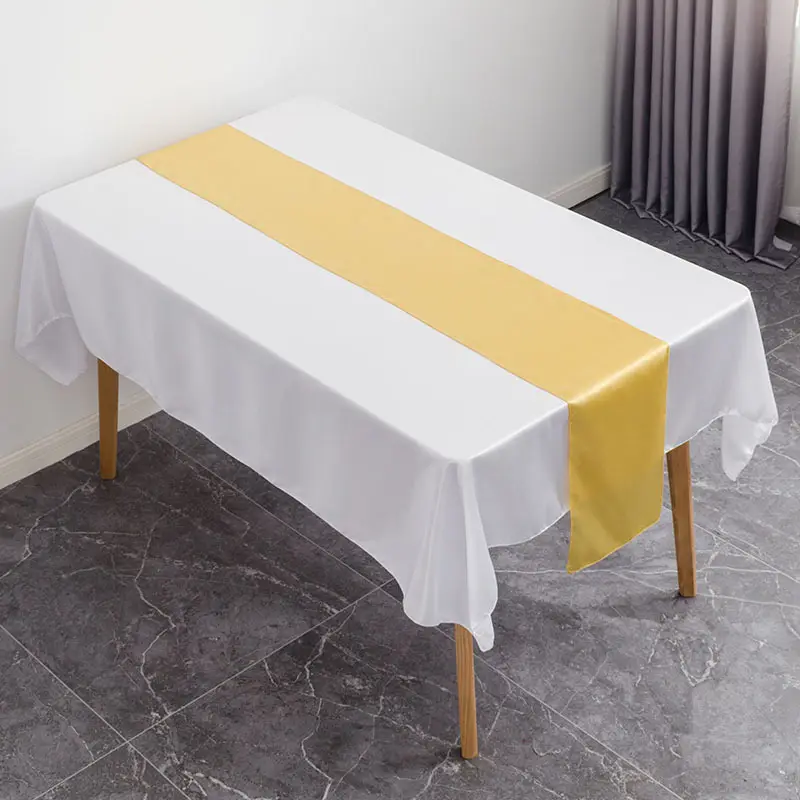 Chemin De Table en Satin doré, couleur unie, mariage, hôtel, fête De noël, en Satin jaune ou