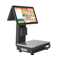 Sistema de Punto de Venta Todo en Uno con Pantalla Táctil Doble, Báscula Eléctrica, Caja Registradora, Compatible con Windows/Android, Capacidad de 15-30 kg