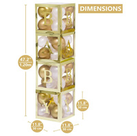 Boîte en papier transparente dorée et colorée pour la décoration de ballons, idéale pour les fêtes de bienvenue de bébé, les mariages, et les lettres décoratives LOVE
