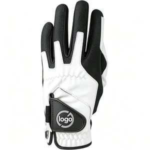 Guantes de golf con logotipo impreso personalizado para hombre, guantes de golf transpirables de cuero Cabretta con clip para tee de golf integrado - Product Image 3