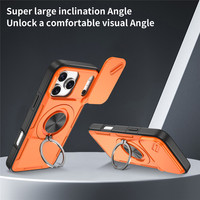 Funda Protectora para Teléfono con Cubierta Deslizante para Cámara, para iPhone 17 16 15 Pro Max, con Anillo de Soporte de 360 Grados, Anticolisión, TPU y PC