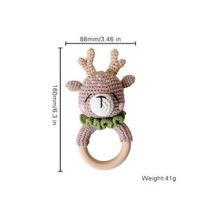 <span class=keywords><strong>Anneau</strong></span> de <span class=keywords><strong>dentition</strong></span> en bois pour bébé, 12 pièces, animaux, jouets pour bébés, Silicone, hochet - Product Image 2