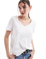 100% coton col en V femmes blanc t-shirt étiquette personnalisée Sexy dames pré-rétréci été doux T-shirt
