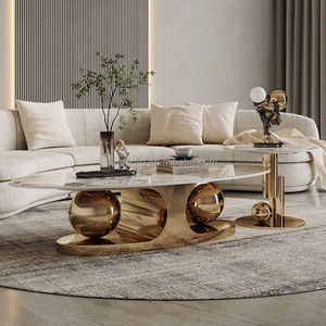 Juego de Mesa de <span class=keywords><strong>Centro</strong></span> y Mesas Auxiliares de Acero Inoxidable de Lujo para Sala de Estar, Muebles Modernos y Creativos de Diseño para Hotel - Product Image 1