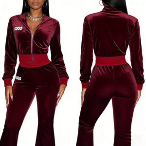 <span class=keywords><strong>Tuta</strong></span> da Jogging in <span class=keywords><strong>Velluto</strong></span> Y2K per <span class=keywords><strong>Donna</strong></span> 2026, Set 2 Pezzi Personalizzabile con Logo Ricamato di Alta Qualità - Product Image 2