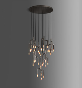 Lámpara de Techo Moderna YH de 10 Luces, Diseño Ovalado Colgante, Estilo Contemporáneo para Comedor, Escaleras Circulares - Product Image 1
