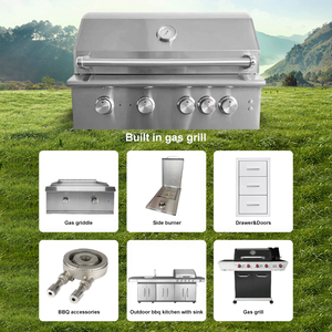 Factory Stainless Steel Outdoor <b>Bbq</b> Gas Grill for Garden Barbecue Burners Red Gas Grill With Side Burner - Product Image 4
