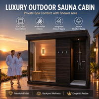 Sauna traditionnel carré en bois pour l'extérieur, combinaison sauna vapeur et douche vapeur