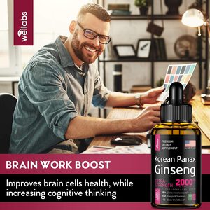 Extrato de <span class=keywords><strong>ginseng</strong></span> de crânio orgânico, creme líquido coreano para suporte de energia impulsionador e função cognitiva, aumento do foco