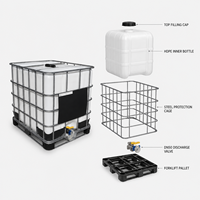 Conteneur intermédiaire en plastique HDPE de 1000 L pour le stockage de liquides, citerne IBC avec cage en acier galvanisé et palette pour chariot élévateur