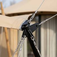 Tente de glamping à membrane tendue en PVDF 52 ㎡   Mur en verre 7,2x7,2m, hauteur 6,8m, structure en acier isolée, pour resort