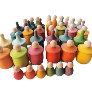 Muñecas de Madera Pastel Nature Nin para Niños de 2 a 4 Años, Juego de Bloques de Construcción de Madera, Muñecas Apilables - Product Image 1