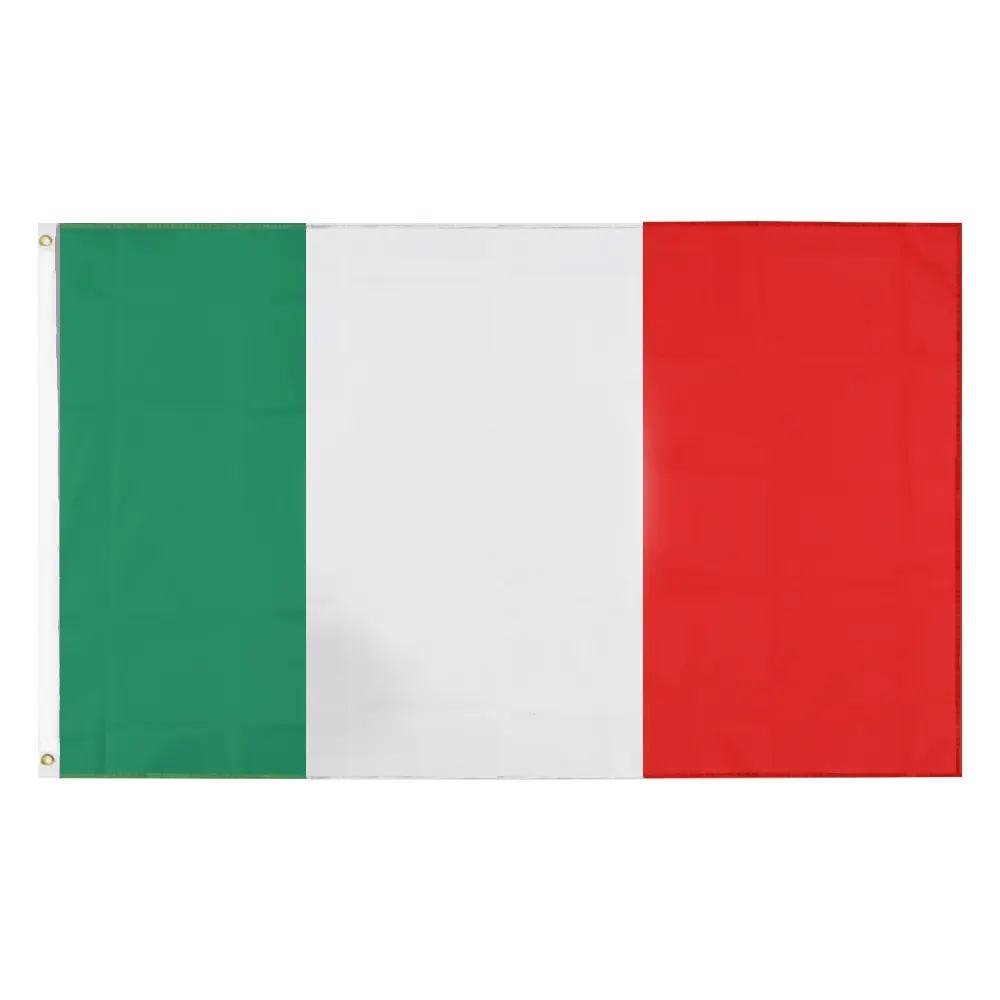 Vente en gros de nylon et polyester robuste volant en Italie drapeau durable à rayures horizontales rouge blanc vert jaune bleu