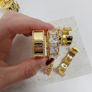 भव्य फैशन क्रिस्टल कान की बाली मल्टी-रंग चमकदार प्रवृत्ति गहने घन Zirconia रंगीन जेड कान की बाली आभूषण - Product Image 4