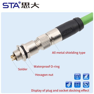 Customized M8 Waterproof Connector IP67 Aviation <strong>Plug</strong> 4pin D Code Male Female <strong>Plug</strong> <strong>Socket</strong> <strong>Ethernet</strong> Cable - Product Image 4