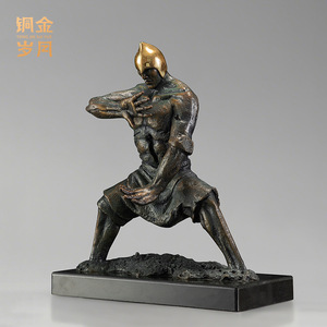 Figura de Guerrero de los Años del Cobre y del Oro, Escultura de Latón, Hecha a Mano, Decoración Artística para Oficina - Product Image 4