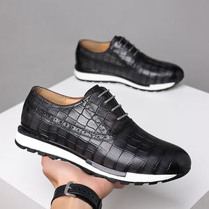Vendita calda coccodrillo stringato scarpe casual in <span class=keywords><strong>pelle</strong></span> da <span class=keywords><strong>uomo</strong></span> a punta scarpe da ginnastica in <span class=keywords><strong>pelle</strong></span> scarpe da passeggio - Product Image 6