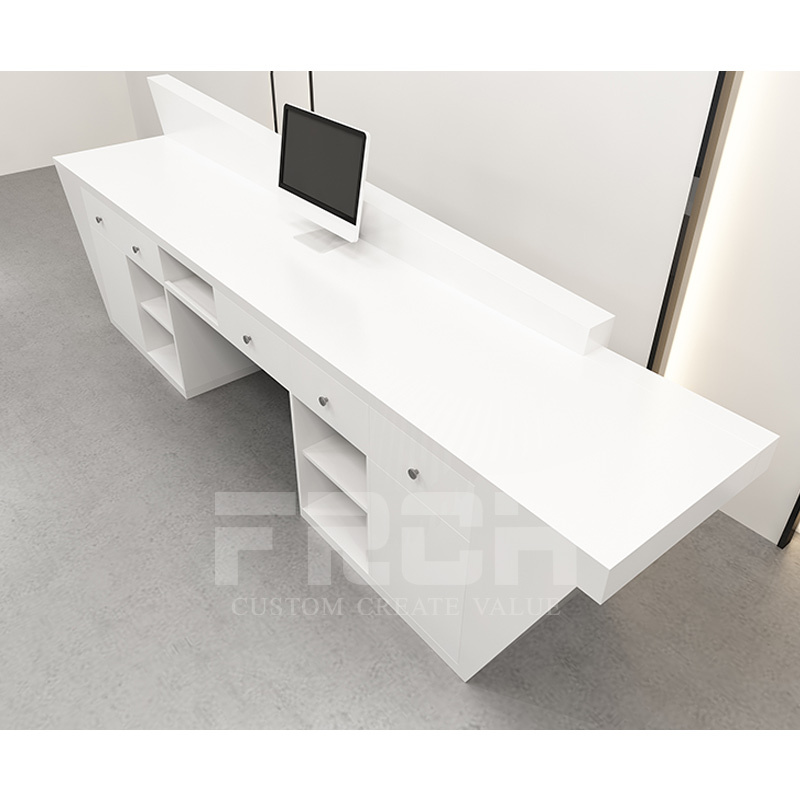 Boutique Haute Brillance Design De Luxe Moderne En Bois Blanc de Meubles De Bureau De Comptoir de Salon de Réception