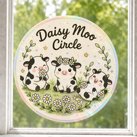 Autocollants personnalisés imperméables en PVC vinyle, motif vache et marguerite Kawaii, autocollant décoratif électrostatique imprimé UV pour fenêtre et mur en verre
