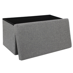 RTS Factory Wholesale Modern Living Room Furniture Faux Linen <strong>Folding</strong> Stool Storage <strong>Bench</strong> - Product Image 4