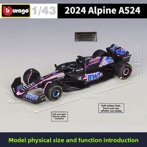 Modellino Auto da Corsa Formula 1 Blu Rosa 2024 in Scala 1:43, in Metallo Pressofuso, Stile <span class=keywords><strong>F1</strong></span>, Squadra Francese, Ruote Aperte, da Collezione, Vendita all'Ingrosso - Product Image 2